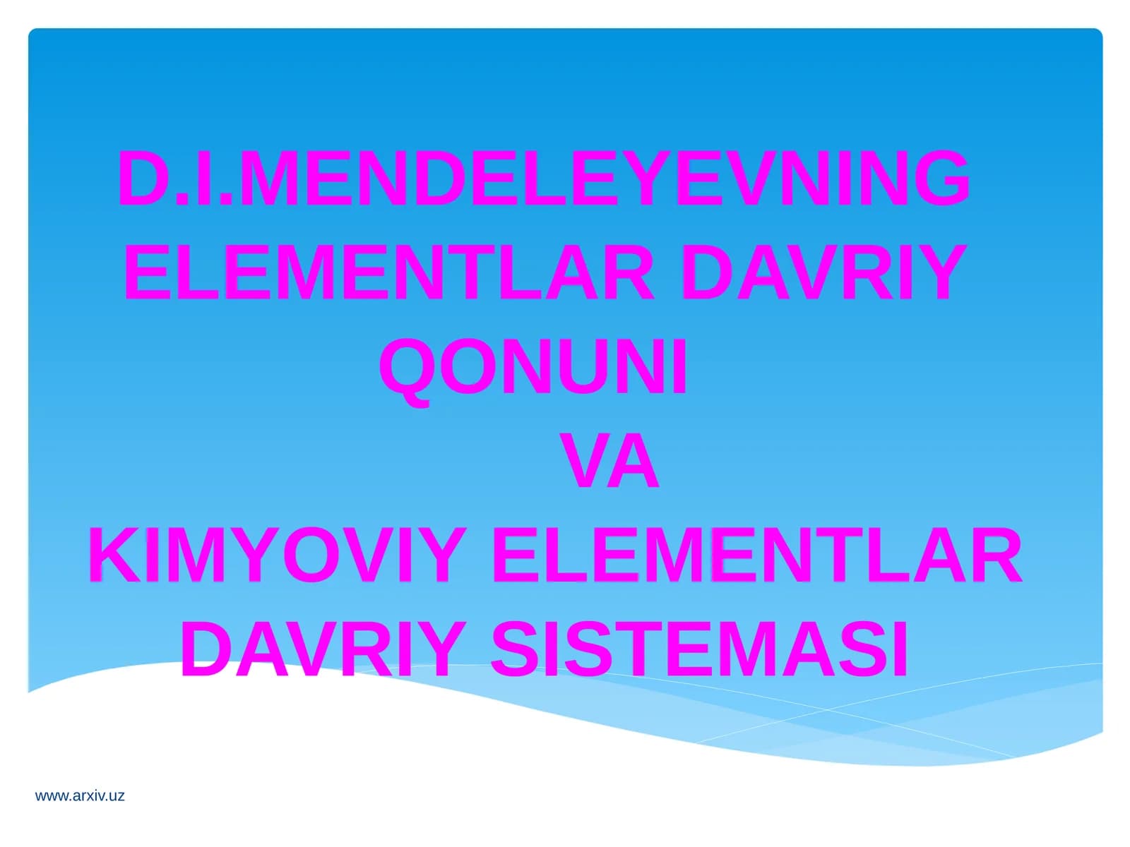 Kimyoviy Elementlarning Davriy Qonuni
