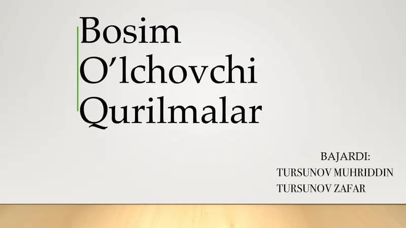 Bosim O’lchovchi Qurilmalar