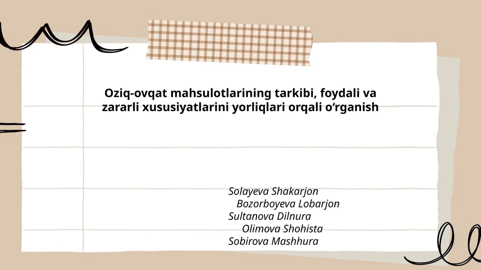 Oziq-ovqat mahsulotlarining tarkibi, foydali va zararli xususiyatlarini yorliqlari orqali o‘rganish