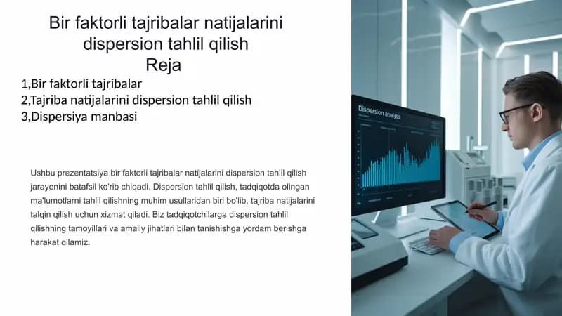 Bir faktorli tajribalar natijalarini dispersion tahlil qilish