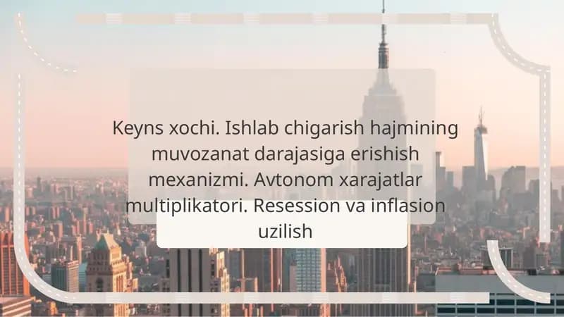 Ishlab chiqarish hajmining muvozanat darajasiga erishish mexanizmi