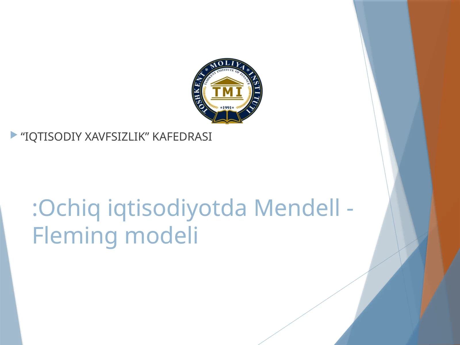Ochiq iqtisodiyotda Mendell - Fleming modeli