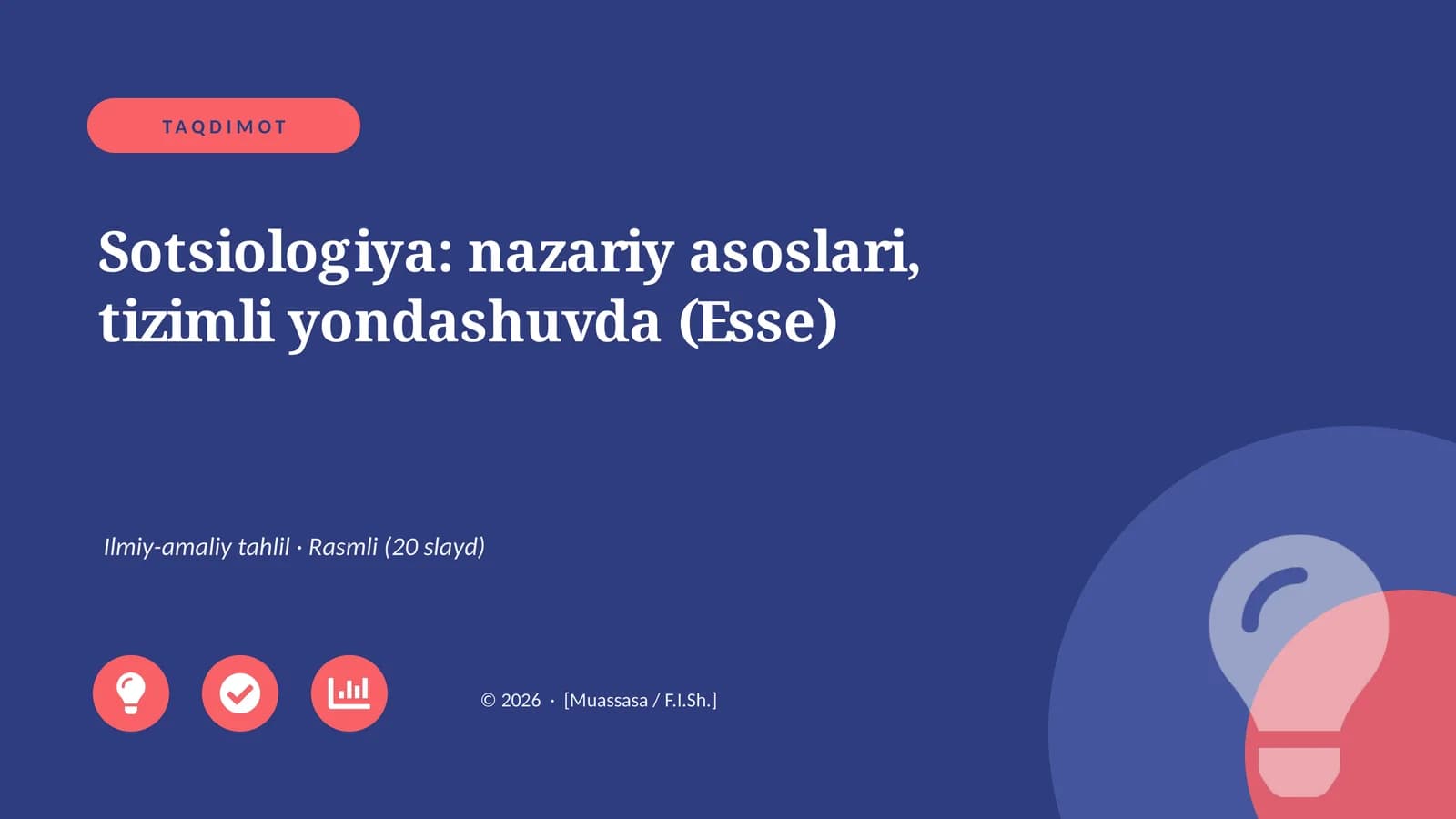 Sotsiologiya: nazariy asoslari, tizimli yondashuvda (Esse)