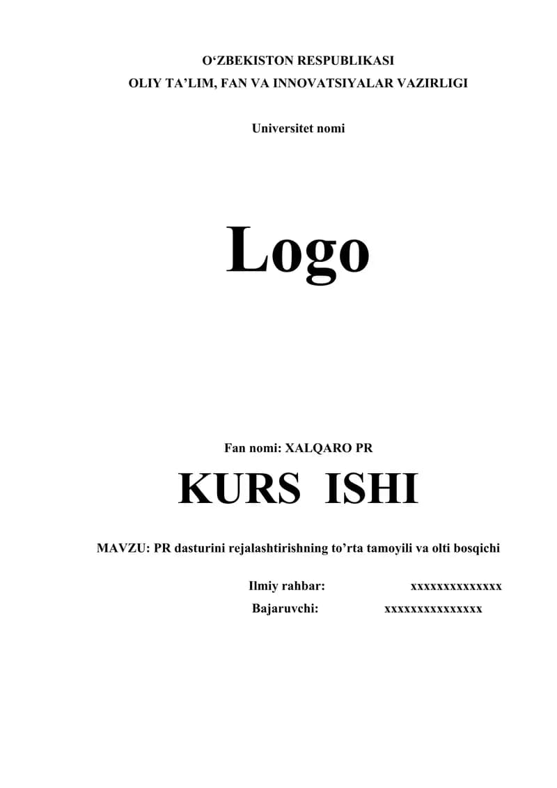 XALQARO PR KURS ISHI
