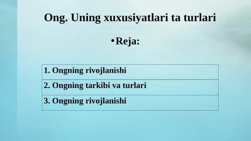 Ong. Uning xuxusiyatlari va turlari