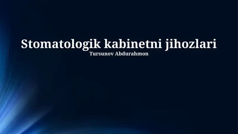 Stomatologik kabinetni jihozlari