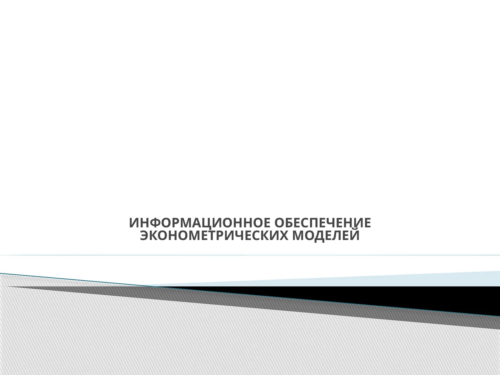 ИНФОРМАЦИОННОЕ ОБЕСПЕЧЕНИЕ ЭКОНОМЕТРИЧЕСКИХ МОДЕЛЕЙ