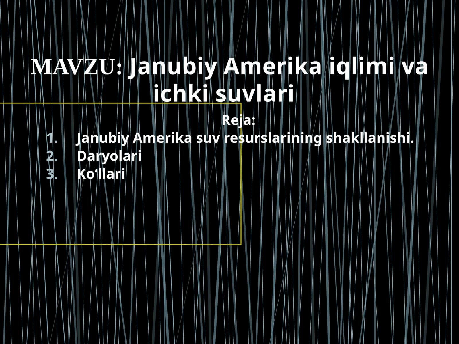 Janubiy Amerika iqlimi va ichki suvlari