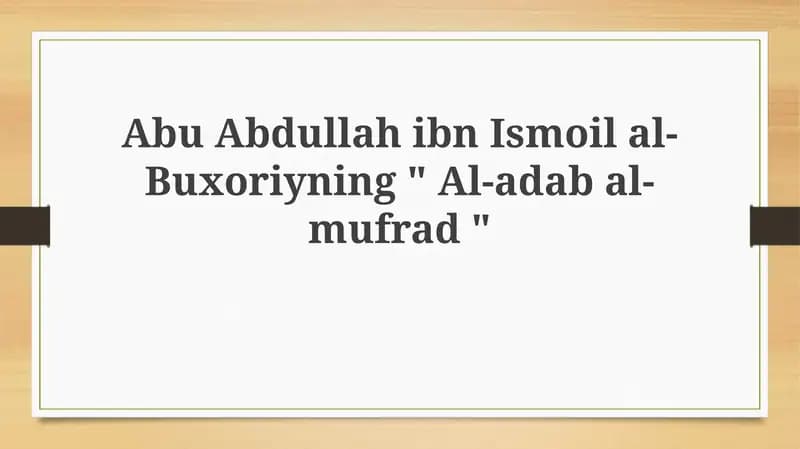Al-adabal-mufrad