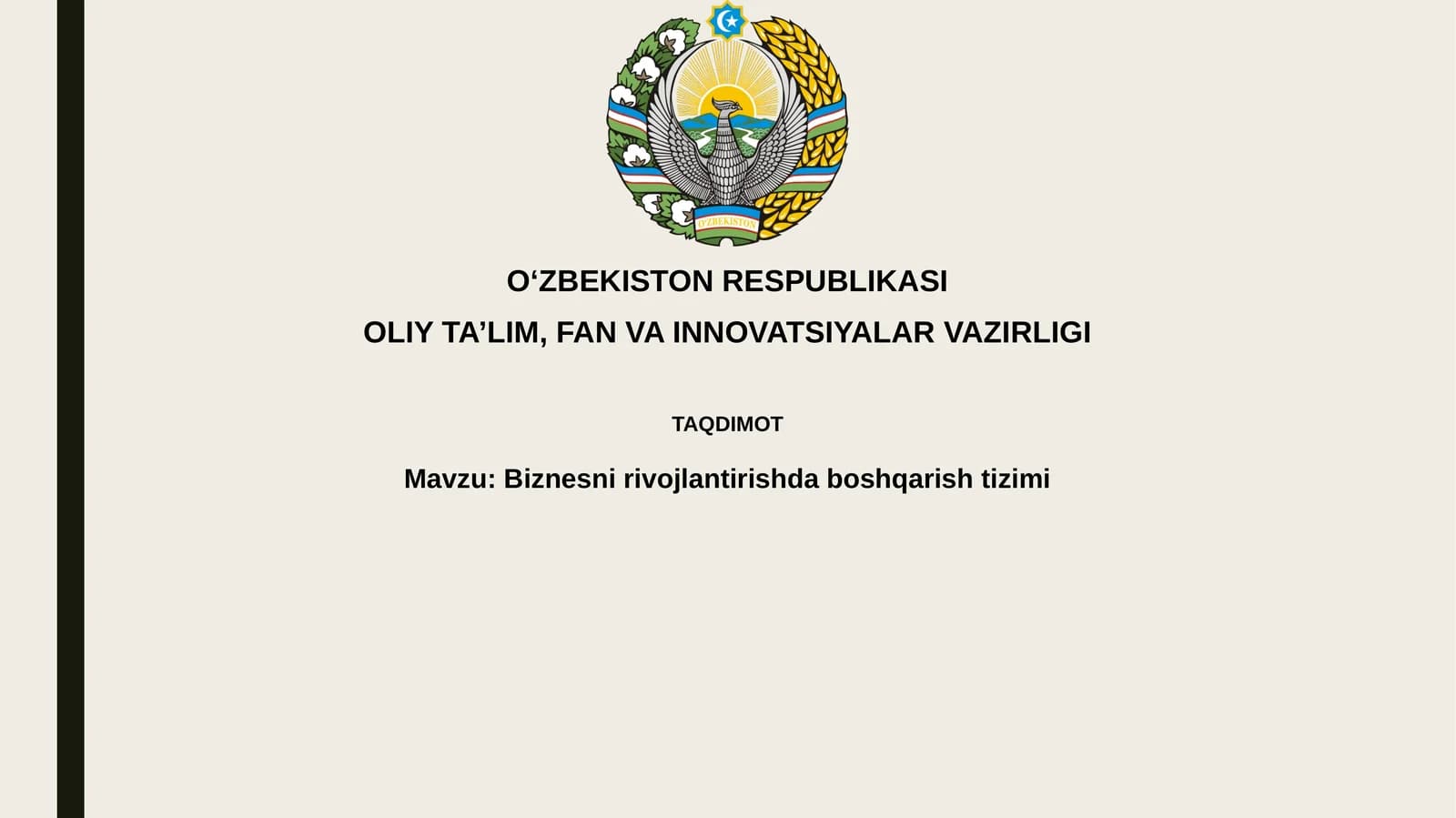 Biznesni rivojlantirishda boshqaruv tizimi