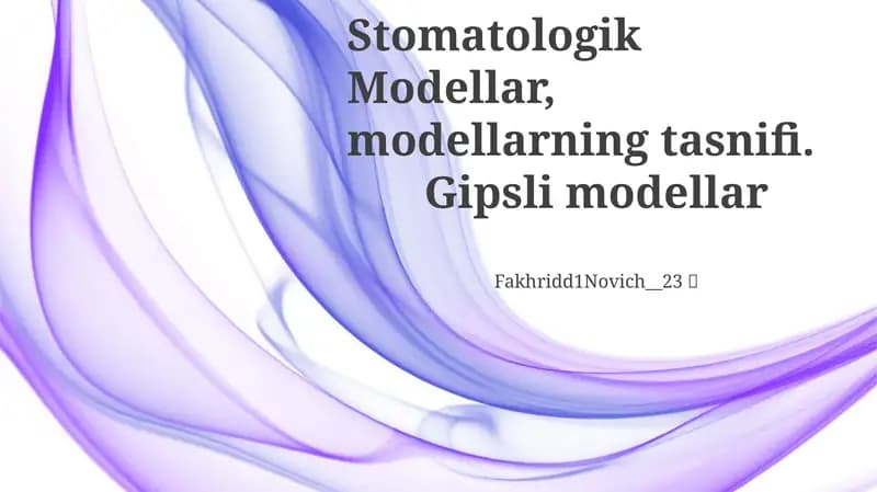 Gips Modellari: Xususiyatlari va Qo'llanilishi