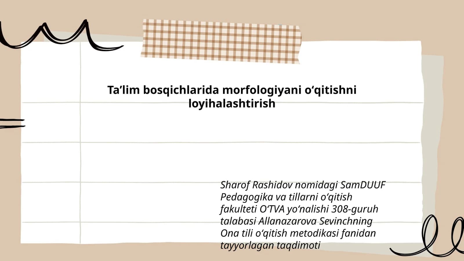 Morfologiya oʻqitish loyihasi