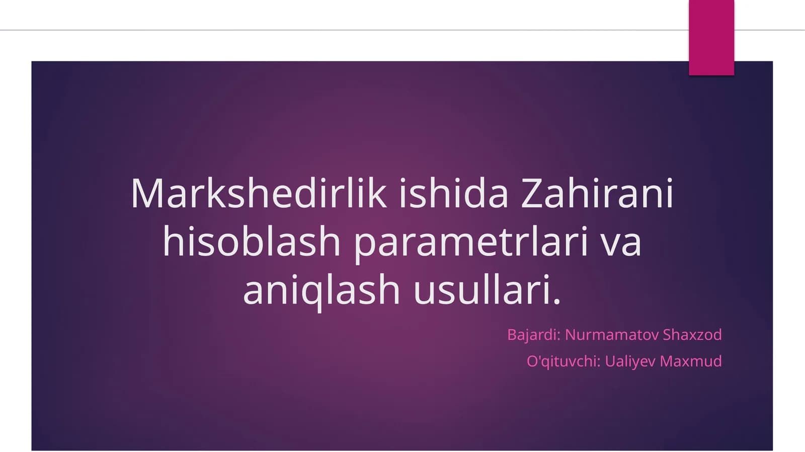 Markshedirlik ishi