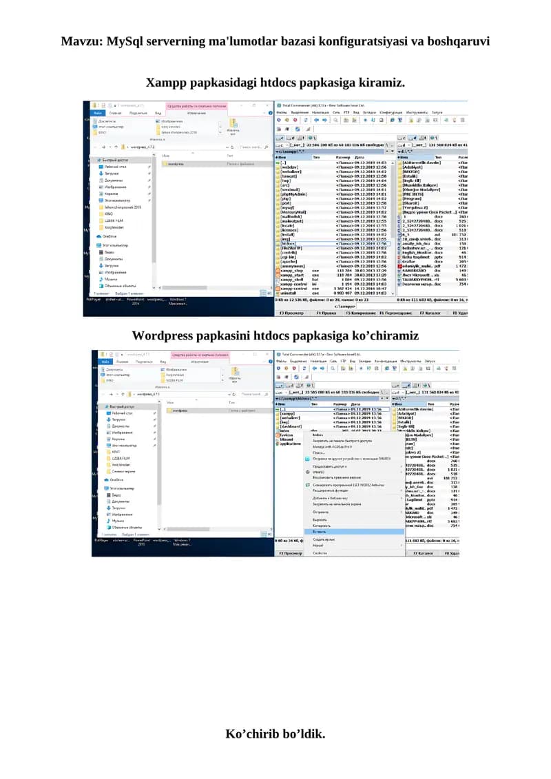 MySql serverning ma'lumotlar bazasi konfiguratsiyasi va boshqaruvi