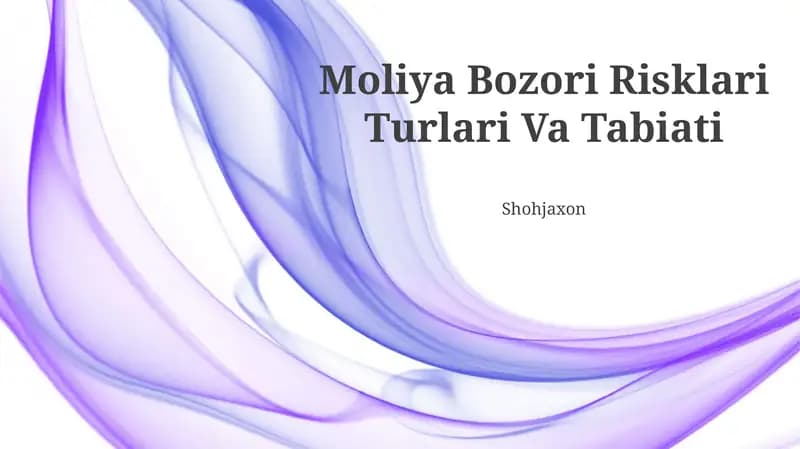 Moliya Bozori Risklari Turlari Va Tabiati