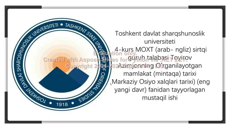 O’zbekistonda Sovet hokimiyatining iqtisodiy va ijtimoiy siyosati