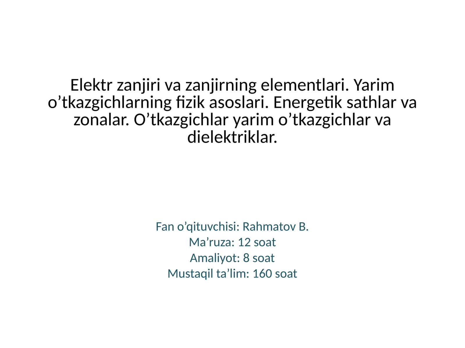 Elektr zanjiri va zanjirning elementlari