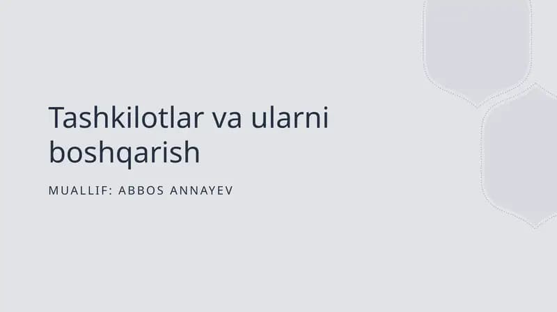 Tashkilotlar va Boshqarish