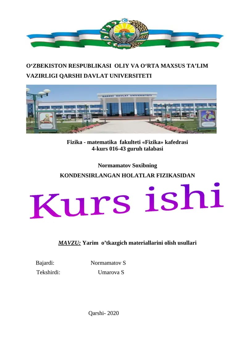 Yarim o’tkazgich materiallarini olish usullari