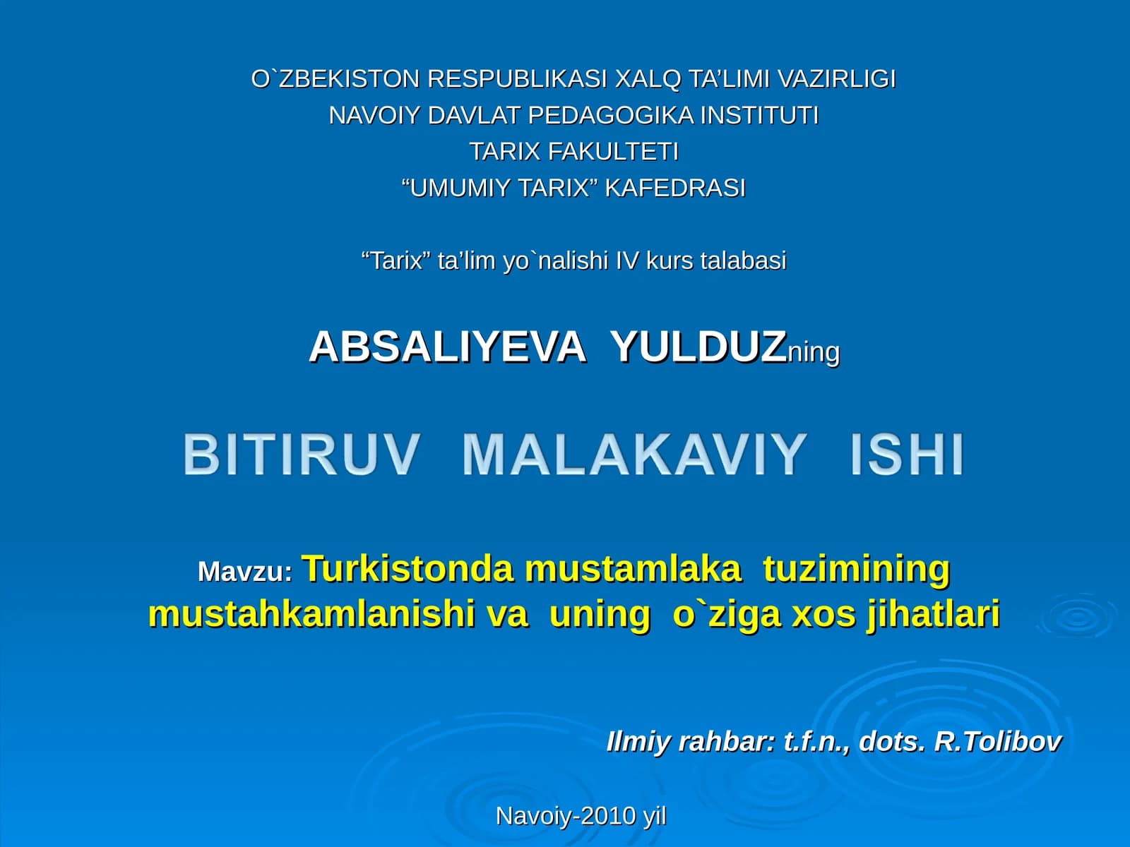 Turkistonda mustamlaka tuzimining mustahkamlanishi va uning o`ziga xos jihatlari