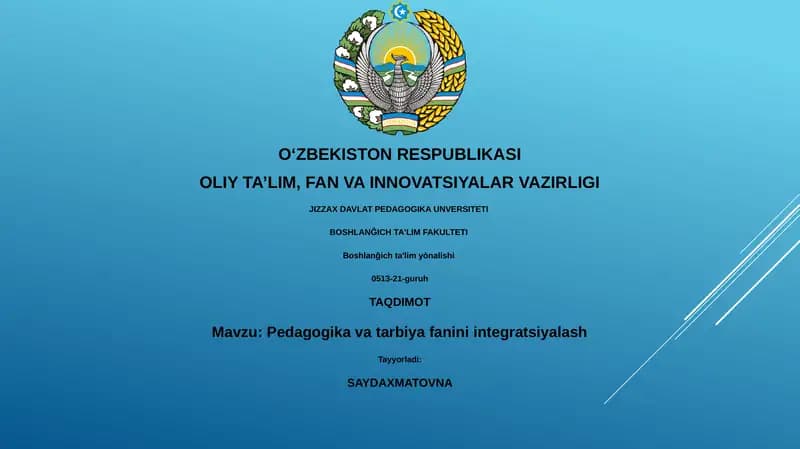 Pedagogika va tarbiya fanini integratsiyalash