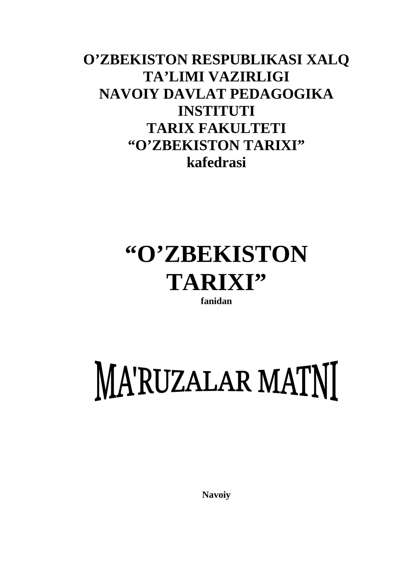 O'zbekiston tarixI fanidan o'qitish materiallari to'plami