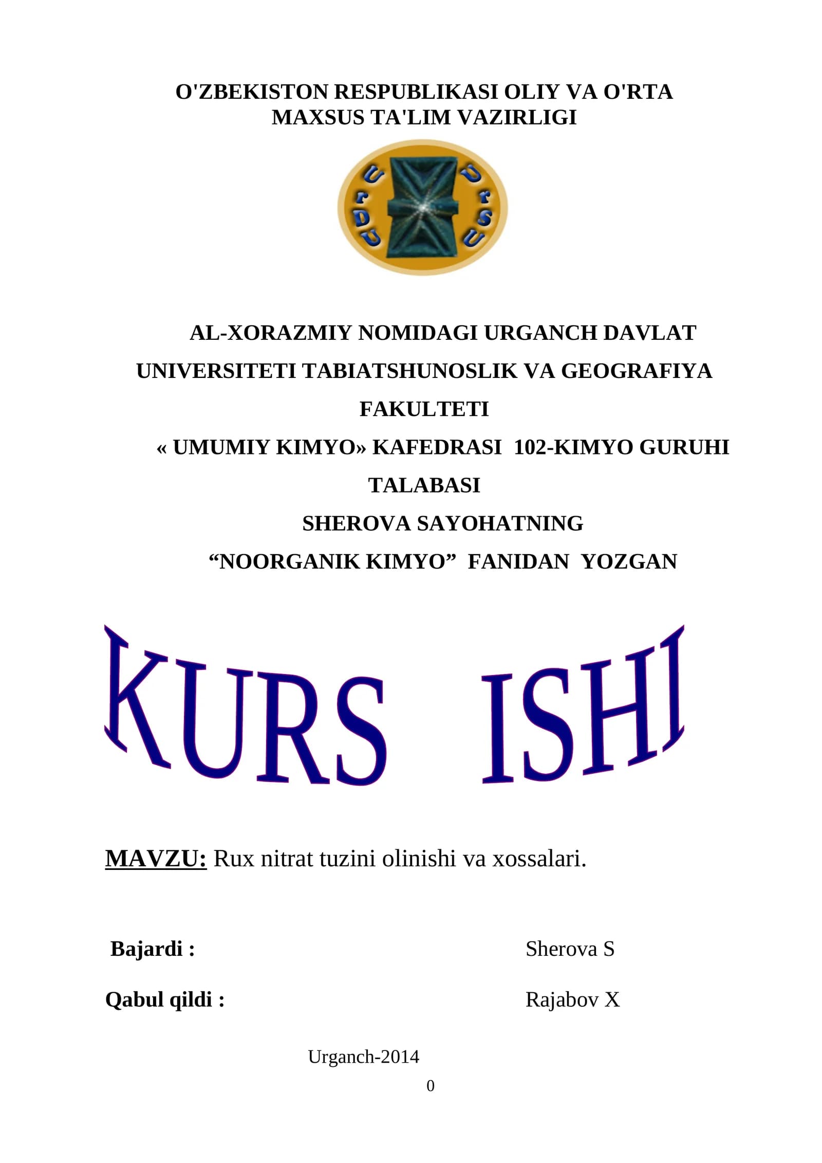 Rux nitrat tuzini olinishi va xossalari