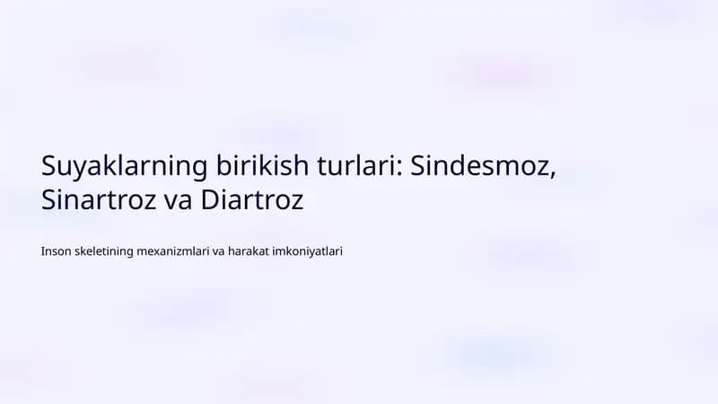 Sindesmoz, Sinartroz va Diartroz