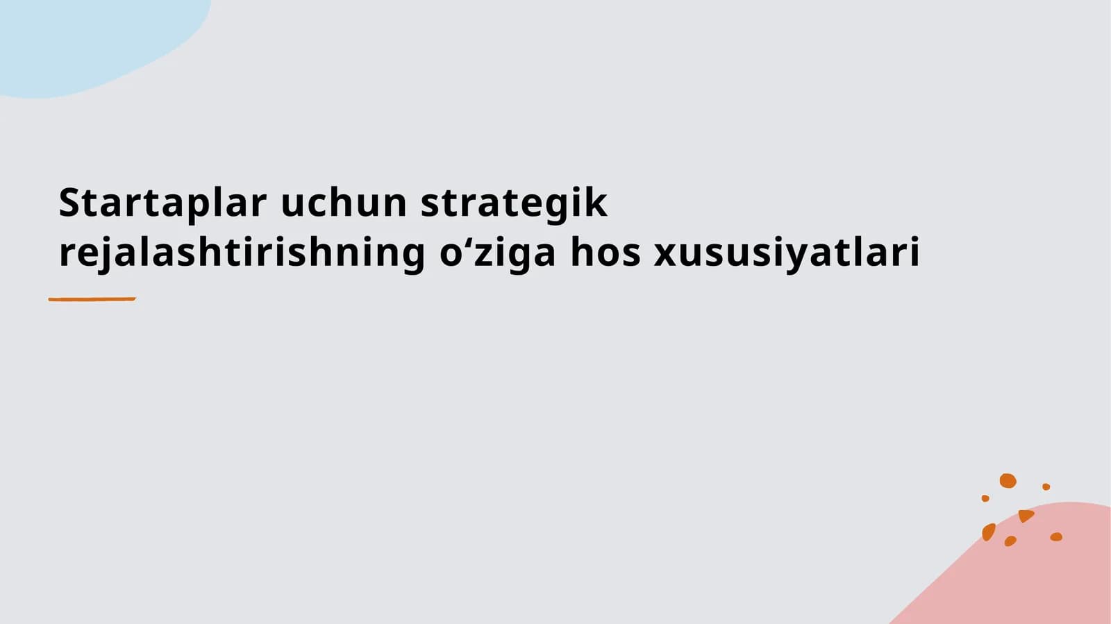 Strategik rejalashtirishning asosiy tushunchalari