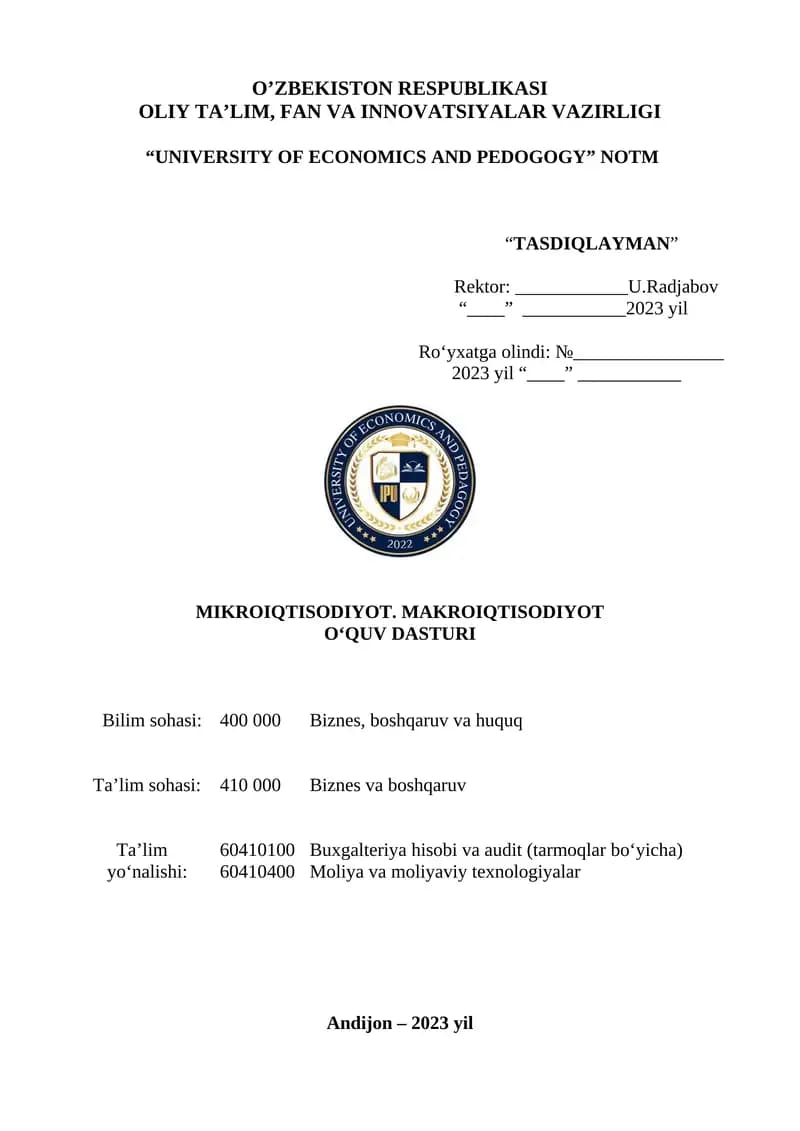Mikroiqtisodiyot. Makroiqtisodiyot