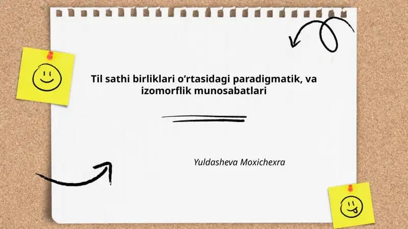 Til sathi birliklari oʻrtasidagi paradigmatik, va izomorflik munosabatlari