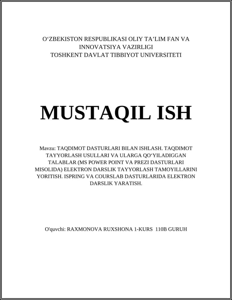 Taqdimot Dasturlari Bilan Ishlash