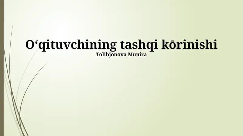 O'qituvchining Tashqi Ko'rinishi