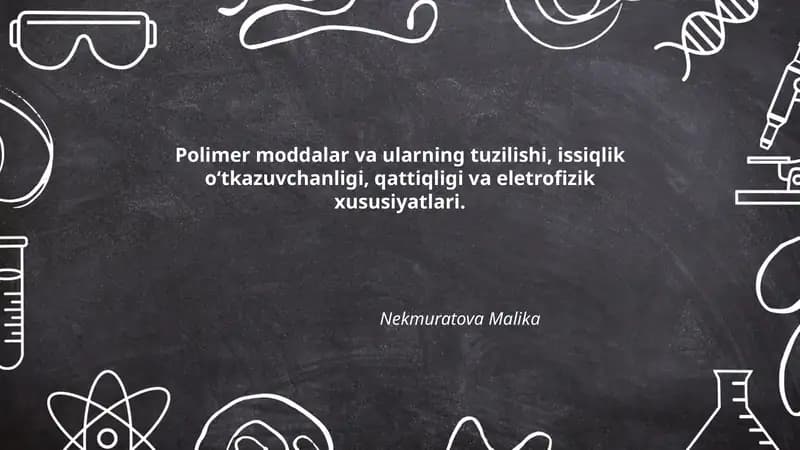 Polimer moddalar va ularning tuzilishi