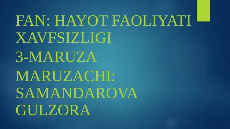 Hayot faoliyati xavfsizligi
