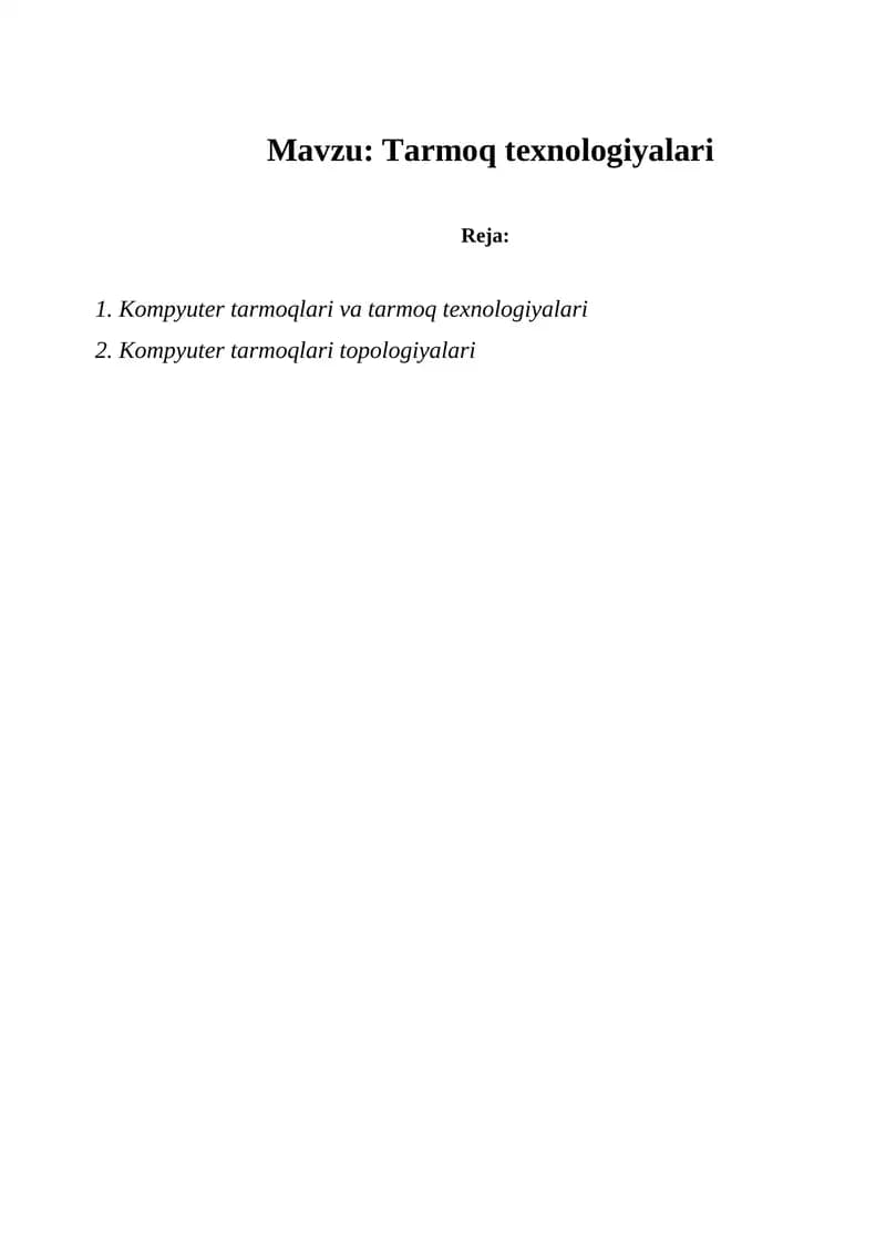 Tarmoq texnologiyalari