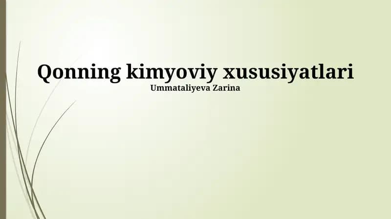 Qonning kimyoviy xususiyatlari