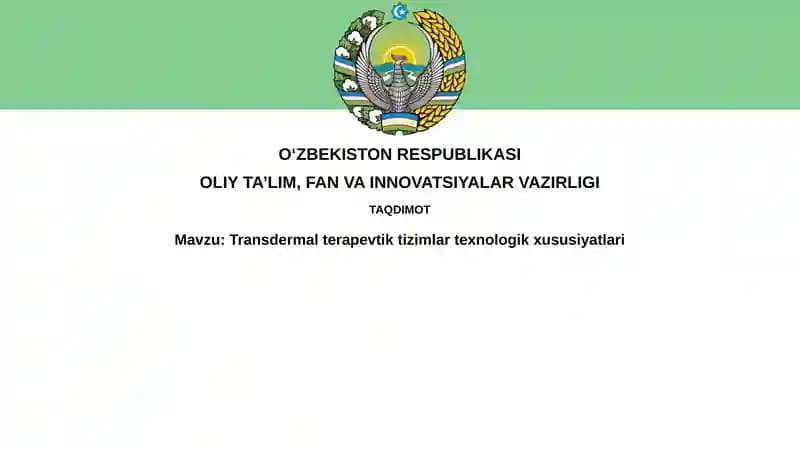 Transdermal terapevtik tizimlar
