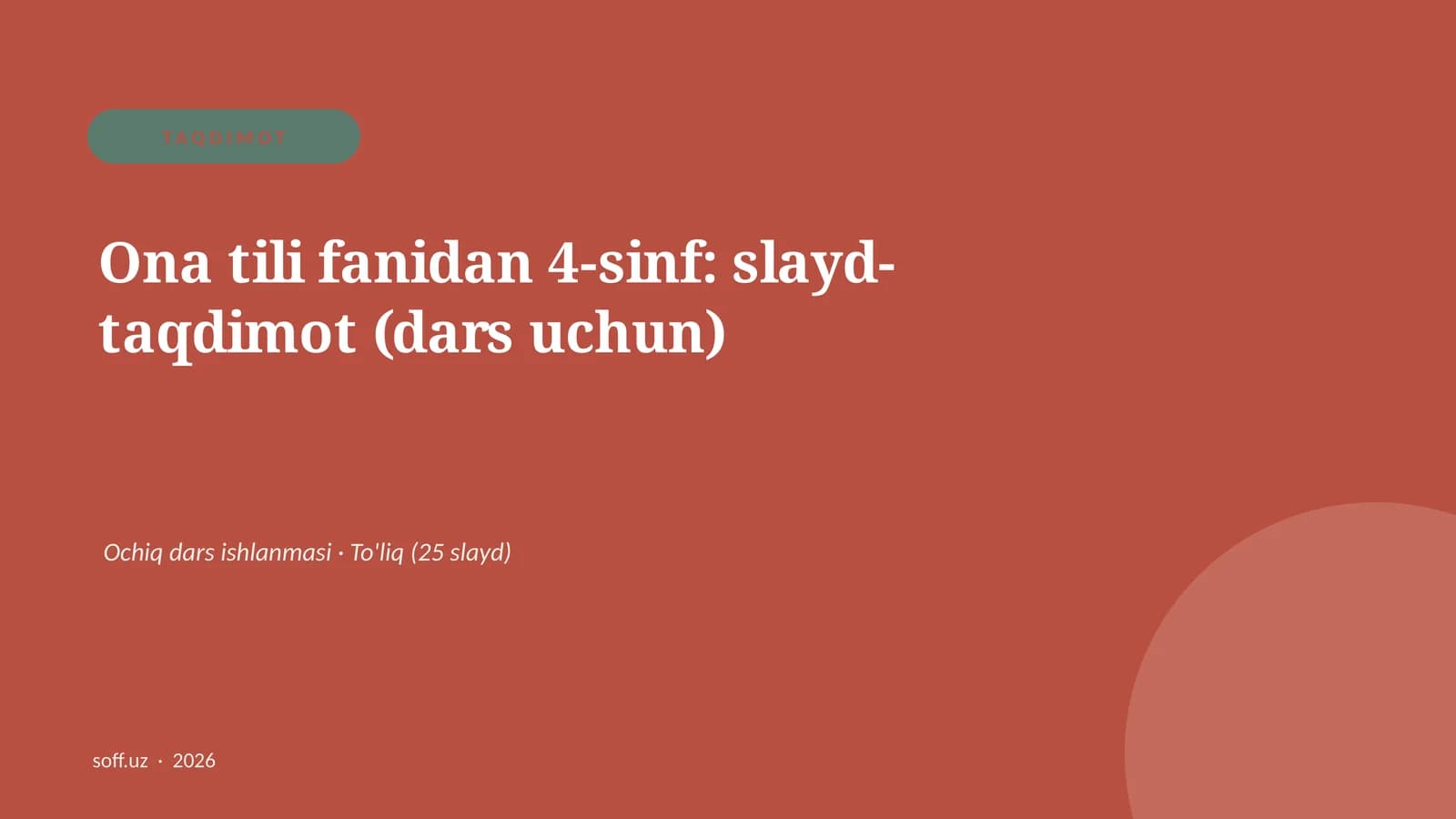 Ona tili fanidan 4-sinf: slayd-taqdimot (dars uchun)