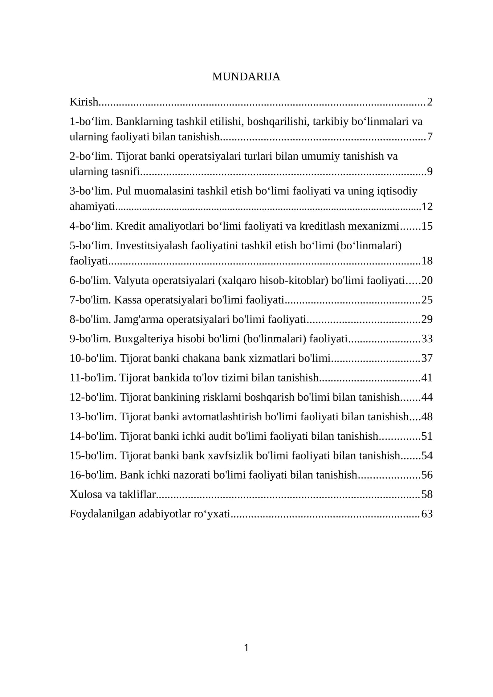 XALQ BANKI BOʻYICHA AMALIYOT HISOBOTI. 60 LIST.
