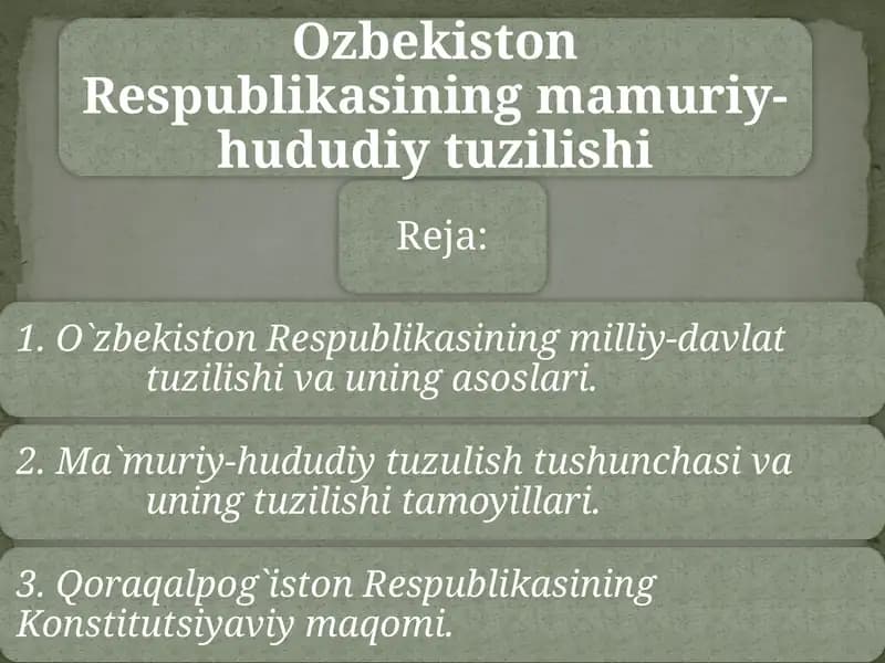 Ozbekiston Respublikasining mamuriy-hududiy tuzilishi
