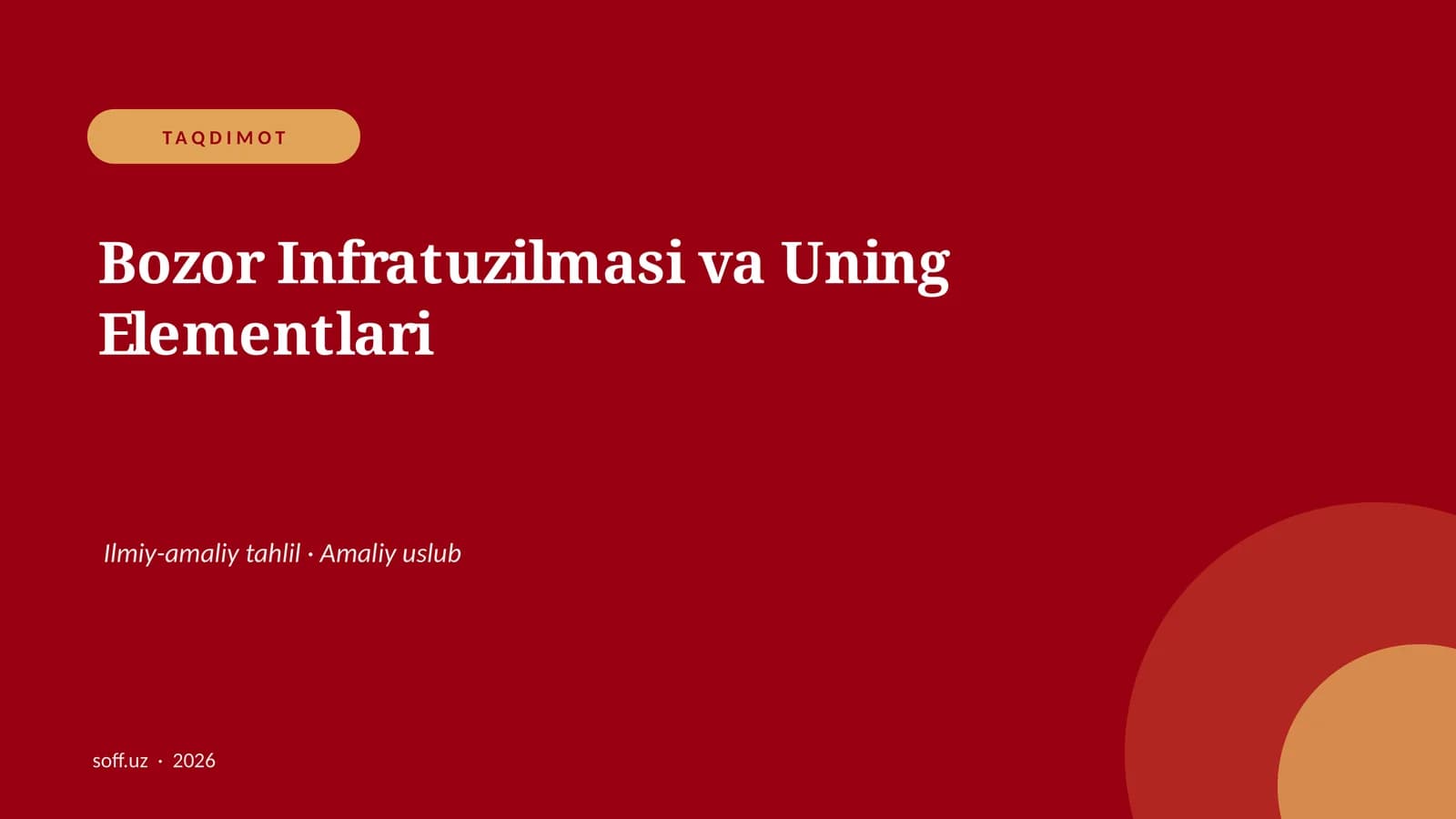 Bozor Infratuzilmasi va Uning Elementlari