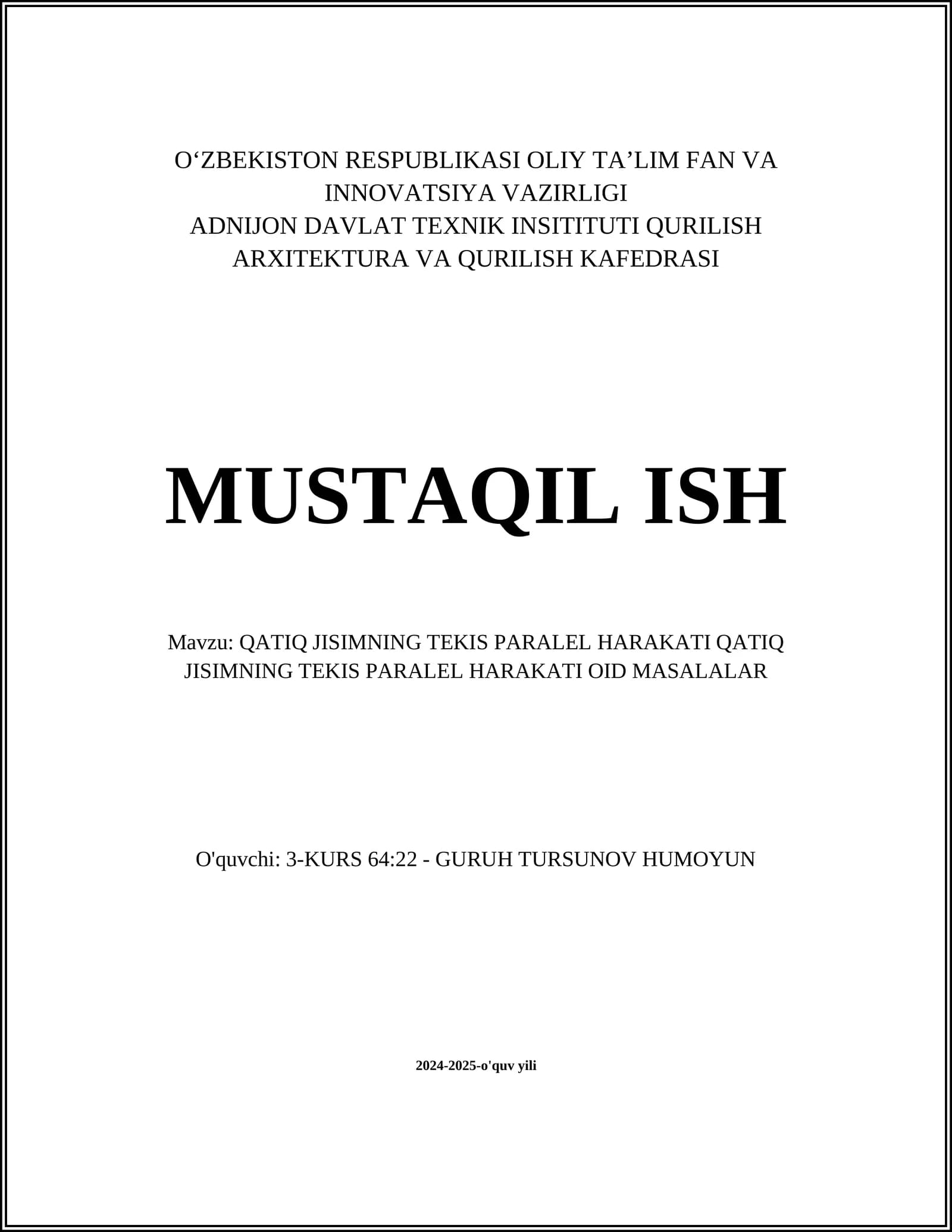 QATIQ JISIMNING TEKIS PARALEL HARAKATI