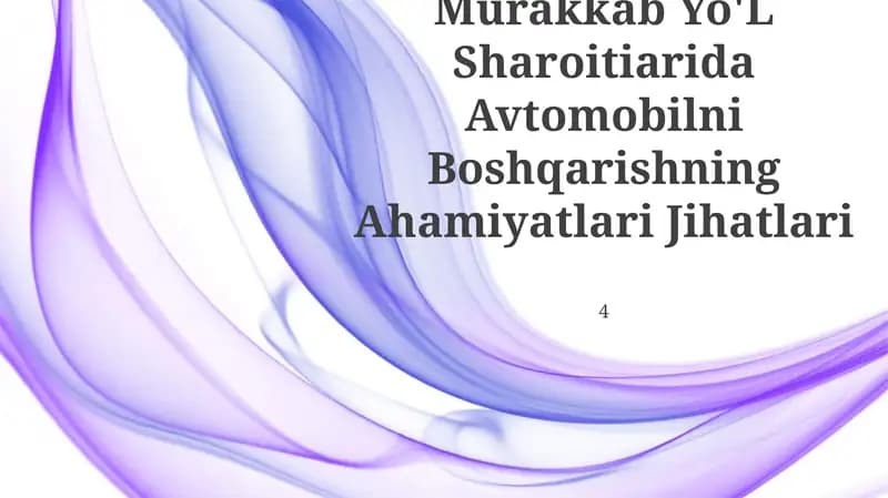 Murakkab Yo'L Sharoitiarida Avtomobilni Boshqarishning Ahamiyatlari Jihatlari