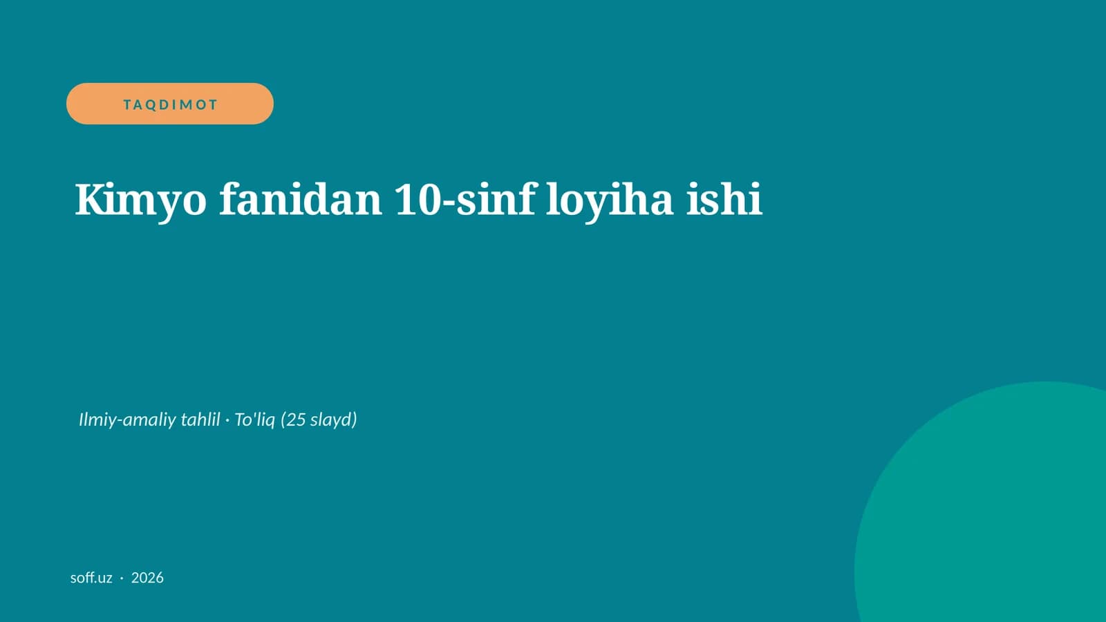 Kimyo fanidan 10-sinf loyiha ishi