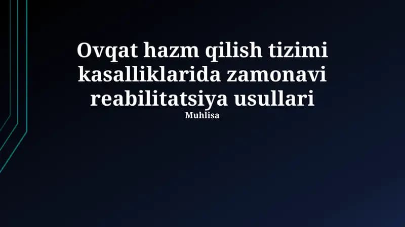 Zamonaviy reabilitatsiya usullari