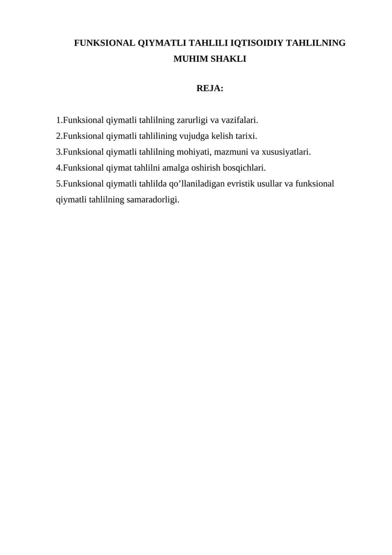 Funktsional Qiymatli Tahlil