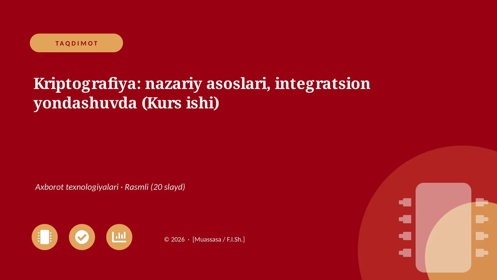 Kriptografiya: nazariy asoslari, integratsion yondashuvda (Kurs ishi)
