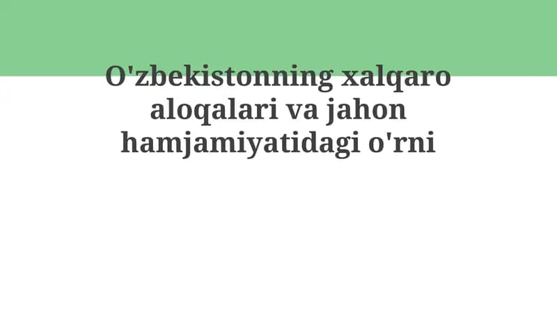 Oʻzbekiston tashqi siyosatining asosiy tamoyillari