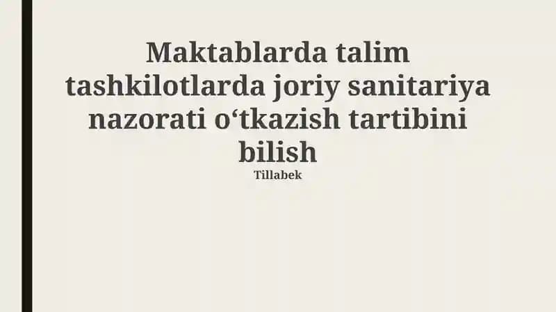 Ichimlik suvi sifatini nazorat qilish